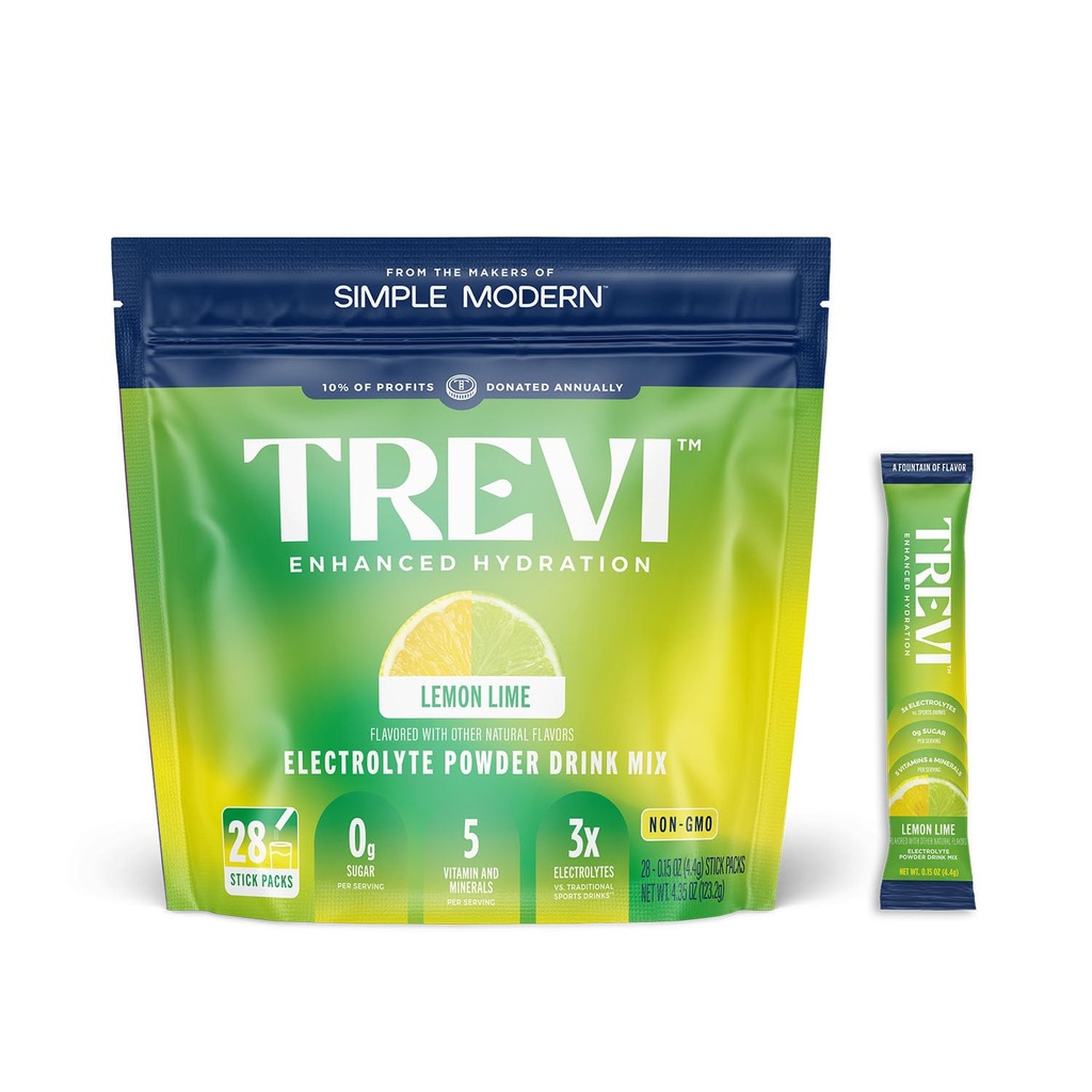 TREVITM brez sladkorja Elektroliti - pijača Mix Hydration Powder Packets - 28 Count - limonina limona