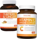 Mešanica imunske podpore vitamina C in kurkumin - Dnevna podpora: Imunska + skupno zdravje - Imunska podpora - Vitamin C z cinkom (Non-GMO) in Kurkumin - izvleček črnega popra (Non-GMO)