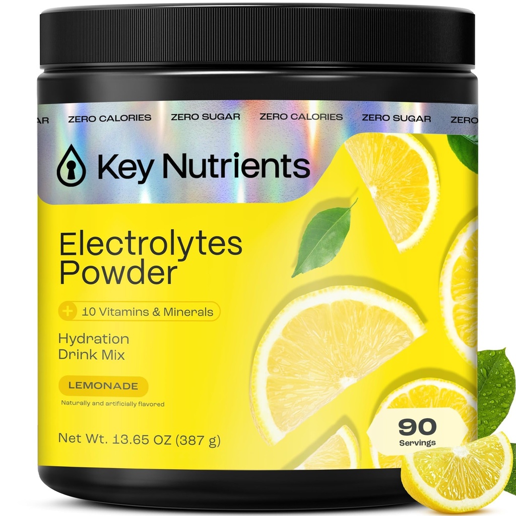 KLJUČNI HRANILCI Multivitaminski elektroliti v prahu brez sladkorja - osvežilna limonada v prahu - natrijev in energijski dodatek - Hidracija v prahu - Brez kalorij - 90 Servisi - Made in USA