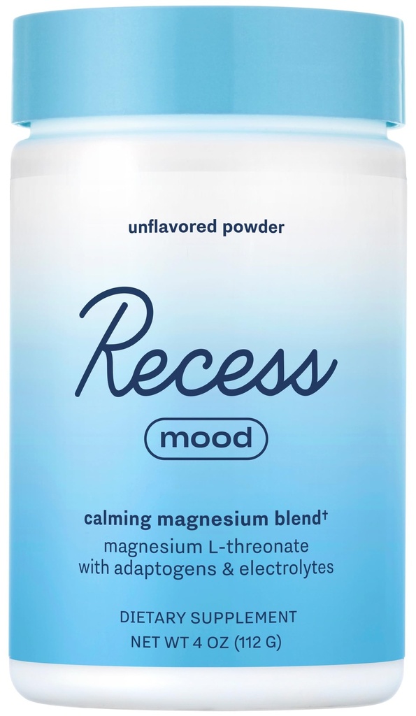 Recess Mood Powder, Umirjanje magnezijev L-treonate mešanica s pasijonsko cvetje, L-teana, elektroliti, Magnezij Calm Support Powder dodatek - Unflavored 28 Serving Tub