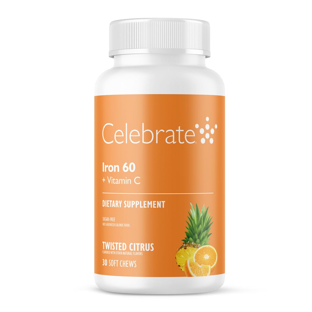 Praznovati vitamini železa dodatek s 60 mg železa in vitamina C – Citrus žvečenje za bariatrične bolnike, Gastric Bypass & rokavi Gastrectomy Podpora 30 Tablete za postkirurgijo