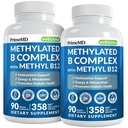 Metilirani B kompleks z metilfolatom in B12 metilkobalamin 1000 mcg - metilirani multivitamin za energijo, možganske funkcije in wellness - Vitamin B kompleks za moške in ženske (180 Serving, pakiranje po 2)