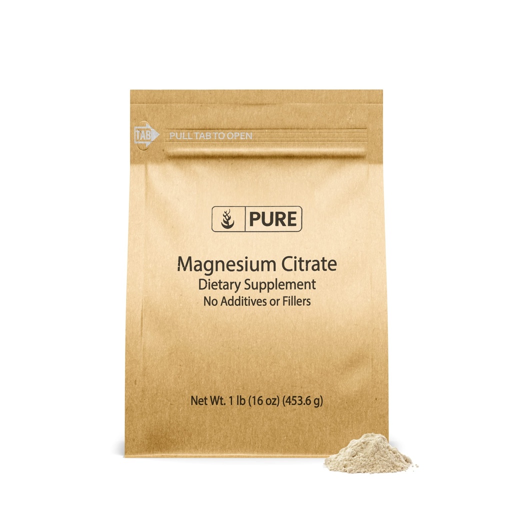 Čiste izvirne sestavine Magnezijev citrat (1lb) Magnezijev dodatek, nearomatiziran, raztopi enostavno