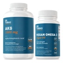 Dr. Tobias AKG Supplement & Vegan Omega 3 Algae Oil, Podpora Celularna energija in splošno zdravje z AKG, EPA & DHA, Vegan, Gluten-free, Non-GMO