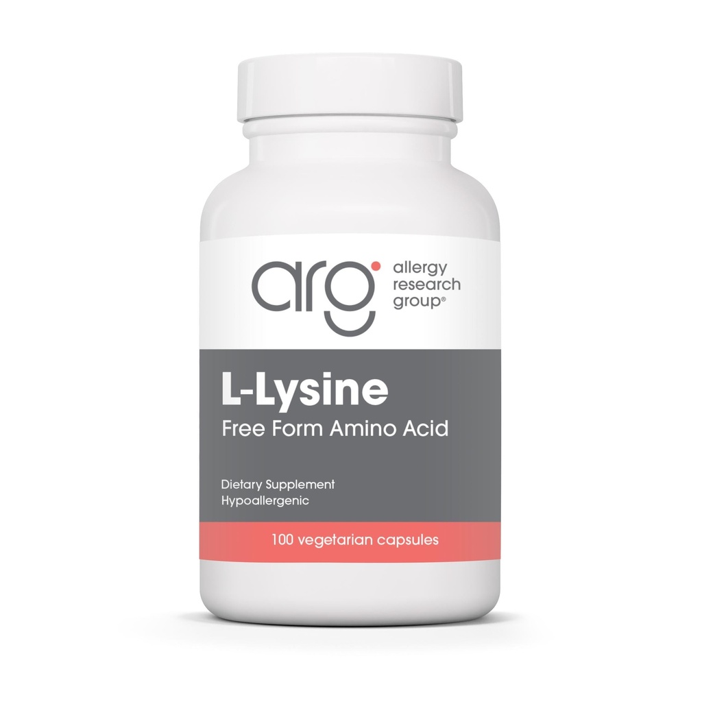 Alergija Raziskovalna skupina L-Lysine - Imunska podpora, L-Lysine HCI, Free Form Amino Acid, 500mg dodatek, Pure, Organic, Vegetarijanske kapsule - 100 Število