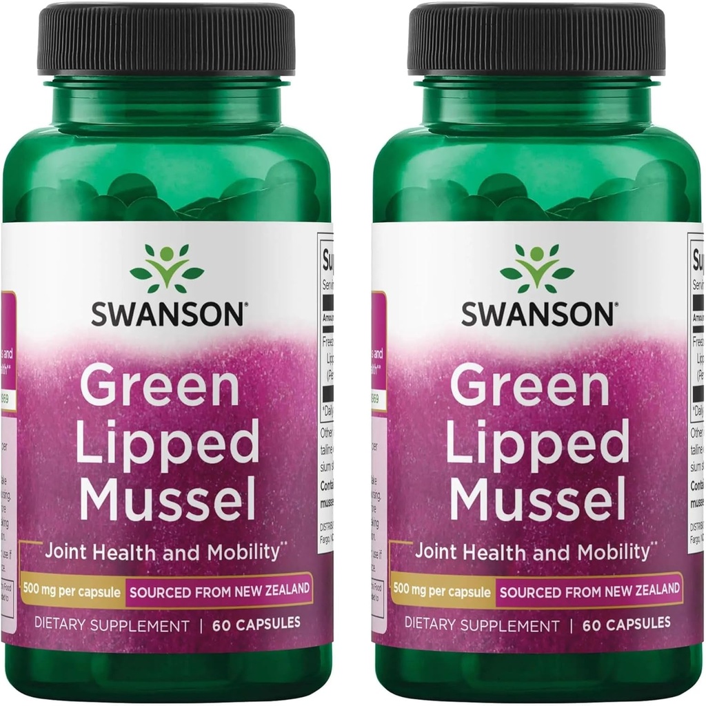 Swanson Green Lipped Mussel (Freeze-Dried) - Nova Zelandija Skupno zdravje in mobilnost dodatek - Naravna Formula lahko podpora zdravje srca in prebavne funkcije - (60 kapsule, 500mg vsak) (2 paket)