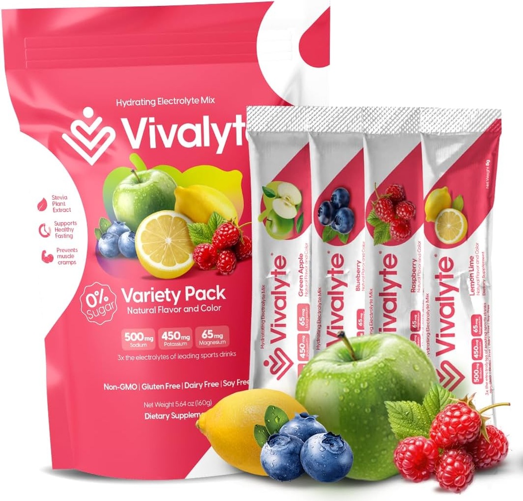 Elektrolit v prahu št. sladkor Stevia sladkan 100% naravni hidracijski paketi - 20 Count 