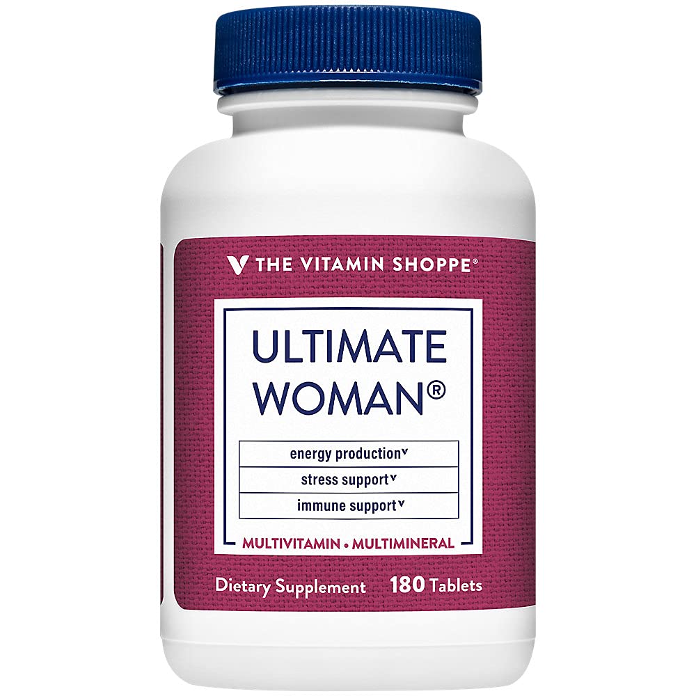 The Vitamin Shoppe Ultimate Woman Multivitamin, Visoka moč Multi z izvlečekom zelenega čaja – Energy & Antioksidant Mešanica, Dnevni multi-Mineral dodatek za optimalno zdravje žensk (180 tablet)