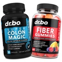 DR. BO Fiber Gumies & Colon Cleanse dopolnila - Okusni Gummy Prebiotic Fiber dodatek - Super Colon Magic Bowel podpora gibanja za Gut & Stomach čiščenje