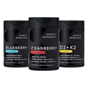 Športne raziskave Cranberry Fruit Complex dodatek s Pacran & Vitamins C & E, koncentrat celega sadja Borovnice Izdelan iz ekoloških borovnic in rastlin na osnovi vitamina D3 + K2 s kokosovim oljem