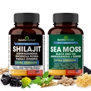 Shilajit Sea Moss Ashwagandha Combo Bundle - olje črnega semena, kurkuma, Rhodiola Rosea, Panax, Ginseng dodatek 