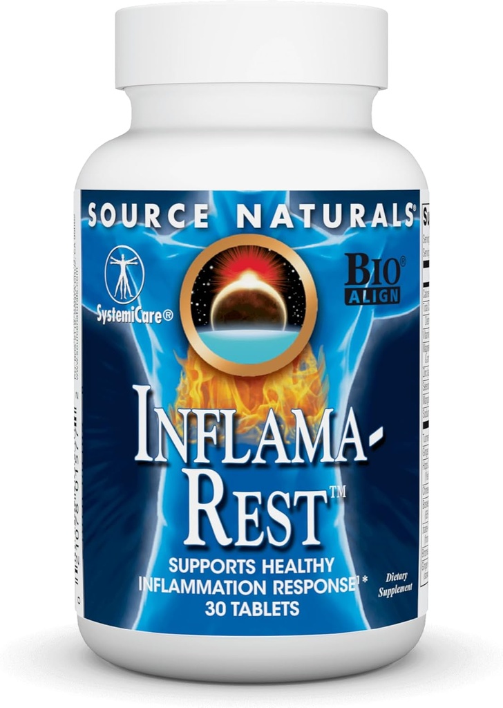 Vir Naturals Inflama-Rest - Herbal & Mineral Mešanica s kurkuma, Boswellia, Ginger, Quercetin - Maksimalna sprostitev in sprostitev stresa - 30 tablet