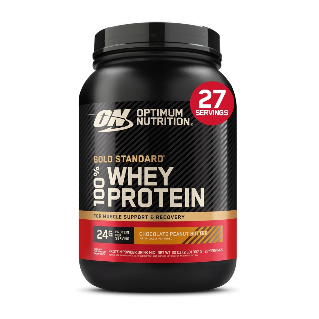 Optimum Nutrition Gold Standard 100% sirotkine beljakovine v prahu, čokoladno arašidovo maslo, 2 funta (Packageing May Vary)