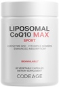 Šifra Liposomski CoQ10 Max Supplement - 250 mg Koencim Q10 z vitaminom E Izomeri Tokoferoli - 2-mesečni dovod - 1 kapsula na serviranje - liposomska dostava - ne-GMO, Gluten-free - 60 kapsul