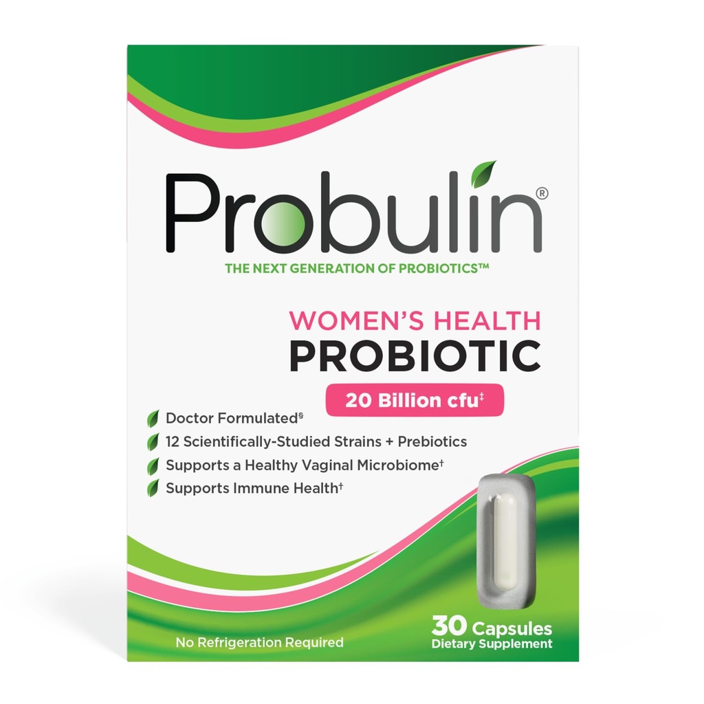 Probulin Ženske zdravje Probiotik + Prebiotik za vaginalno, črevesno in imuno zdravje - 20 milijard CFU - 12 probiotičnih sevov, 30 veganskih kapsul