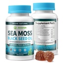 Vegan Ashwagandha Sea Moss Gummies - črno seme olje, vitamin C&D za imuno podporo, Prebavni, antioksidant 13 v 1 Bundle, Sea Moss Klorophyll Napredna moč Formula 2Pack 120 Gummies