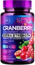 Cranberry dodatek 25,000mg Formula + Vitamin C – Serin Tract Health Support for Women & Men, 50:1 Cela sadna brusni izvlečka tablete za ženske, brez sladkorja, brez GMO, Gluten-free - 120 kapsul
