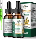2 Pack Mullein kapljice za pljuča, 1200 mg Mullein Leaf Extract tekoče kapljice s klorofil za čiščenje in razstrupljanje pljuč, podpora za dihala, imunski, prebavni sistem