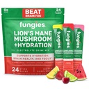 Fungije Elektrolitsko pijačo Mešamo z levjo grivo in esencialnimi elektroliti, 24 Variety Pack - Sugar-free Hydration dodatek v prahu za odrasle za zdravje možganov in fokus - Gobe dodatek