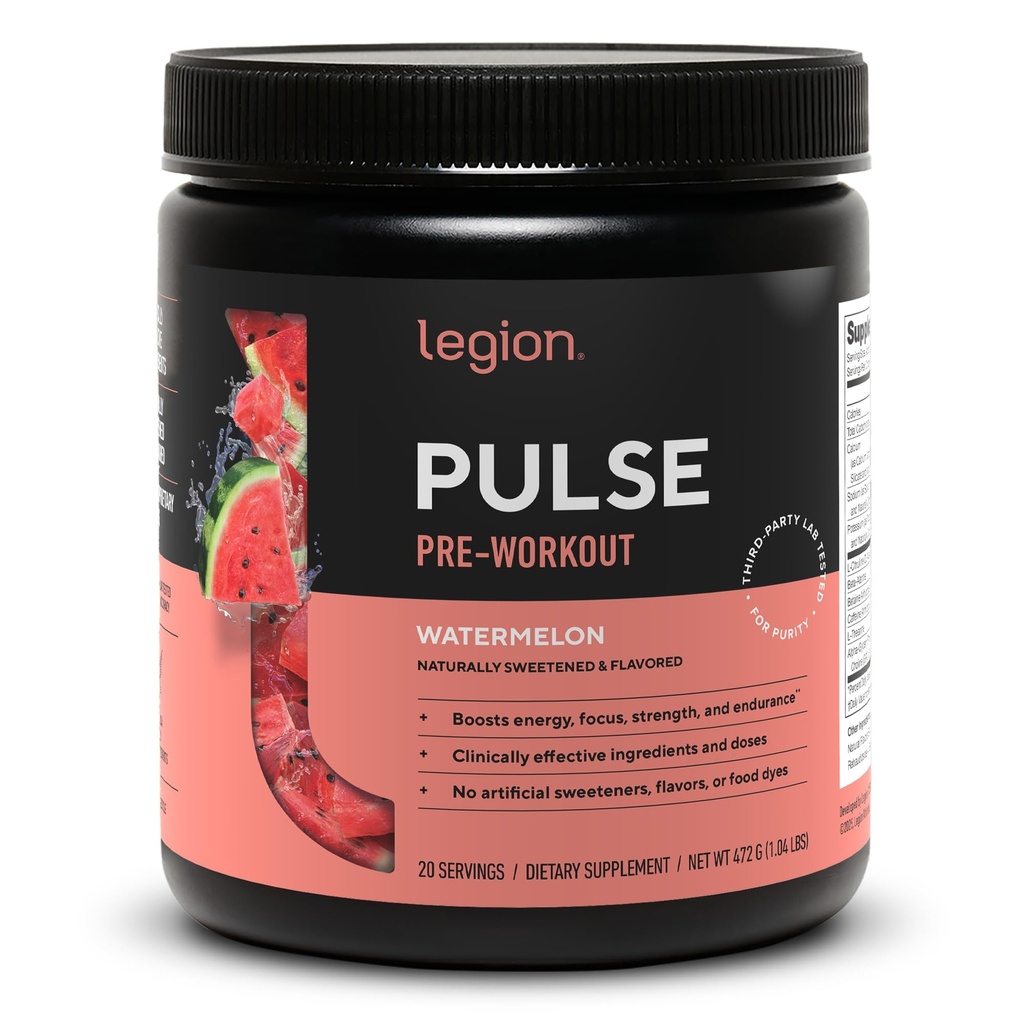 LEGION- Vse naravne dušikov oksid Preworkout pijača za povečanje energije, Kreatin brezplačno, naravno sladkana, Beta Alanin, Citrulin, Alpha GPC (Watermelon)