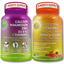 Rastlinsko-bazen kosti in imunske podpore dodatek Bundele – liposomski vitamin C 1500mg z organsko Acerola & Camu Camu + kalcijev magnezijev cink z vitaminom D3, K2 & Kurkurja – Vegan, Non-GMO