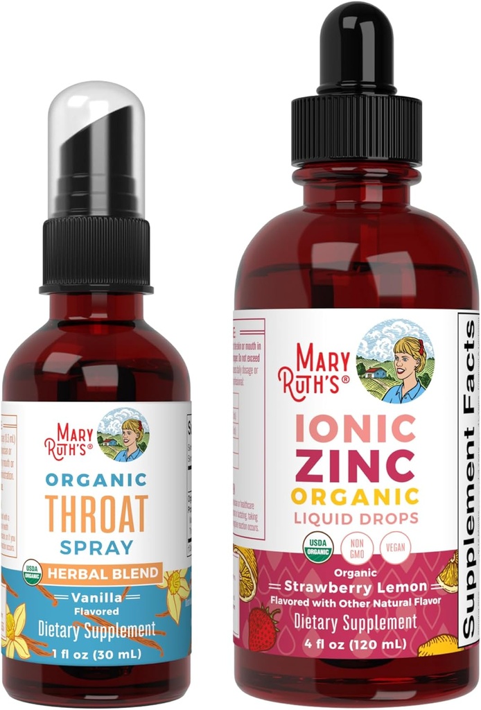 MaryRuth Organics Throat Spray (Vanilla) & Cinkove kapljice (Strawberry Lemon) 