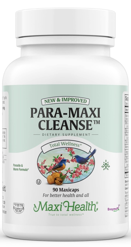Maxi Health Črevesno čiščenje za ljudi - naravno prebavna črevesna čreva Flora razstrupljanje telesa za ženske - Gut čiščenje za moške - napihnjeno Belly Relief s črnim oreščkom Wormwood Herb (90 kapsul)