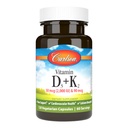 Carlson - Vitamin D3 + K2, 50 μg (2000 i.e.) Vitamin D3 & 90 μg Vitamin K2 v obliki MK7, podpora kosti, kalcijeva absorpcija, 120 kapsul