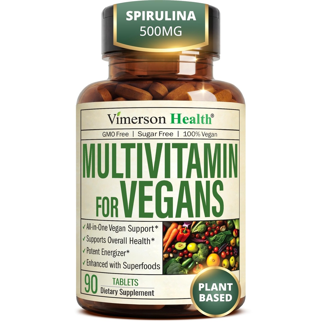 Veganski multivitamin za ženske in moške - esencialni multivitamini in multiminerali 90 tablet z vitaminom B12, A, D, C, cink, magnezij in več za skupno dobro počutje telesa - 23 ključnih hranil in vitaminov