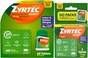 Zyrtec 24 ur Alergija Relief tablete, Notranja in zunanja Alergija Medicina z 10 mg Cetirizine HCl na antihistaminik Tableta, Bundle Pack, 60 ct + 3 ct Potovalna pakiranja, 63 Število