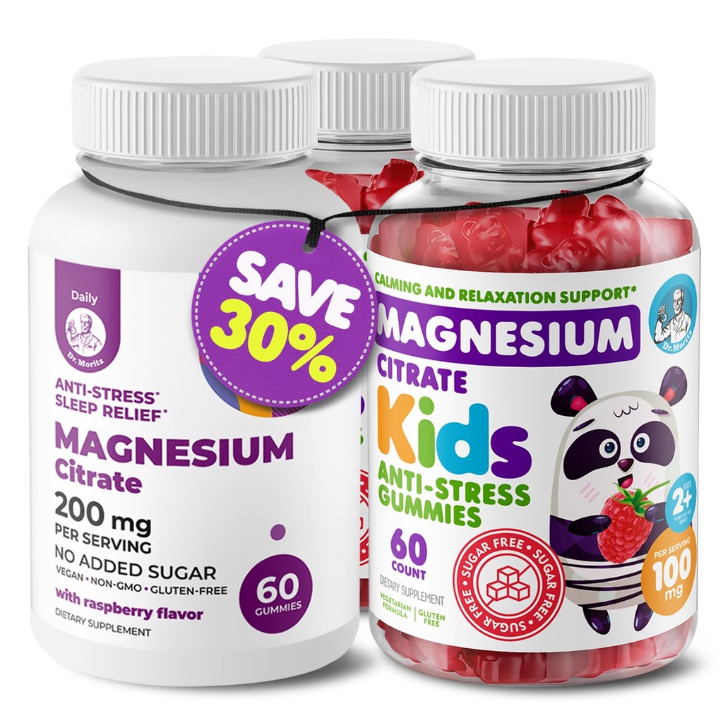 Otroci Magnezij 120 štetje in Magnezij 60 štetje Gumiji Sugar-free - Calm Magnezij Gumies Dopolnilo za otroke, Sugar-free Magnezij Calm Chews za otroke in odrasle
