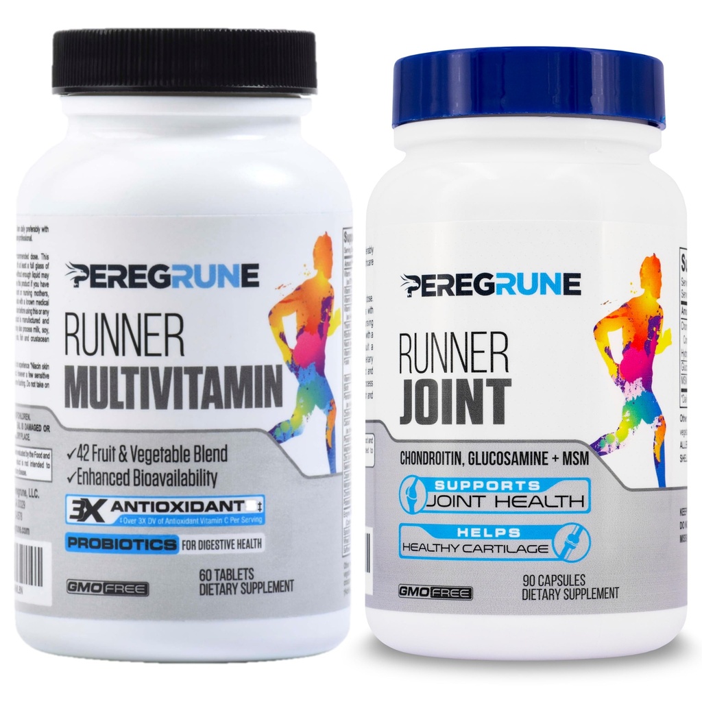 Runner Multivitaminski in skupni podpora dodatek – Antioksidanti, Vitamin B kompleks, Probiotiki za zdravje, energijo, vzdržljivost, Recovery - Glukozamin Chondroitin, MSM – GMP Tekoči dodatki