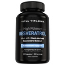 Vitalni vitamini Resveratrol dodatek - antioksidant podpora, celična dolgoživost, kognitivna funkcija - 60 kapsul