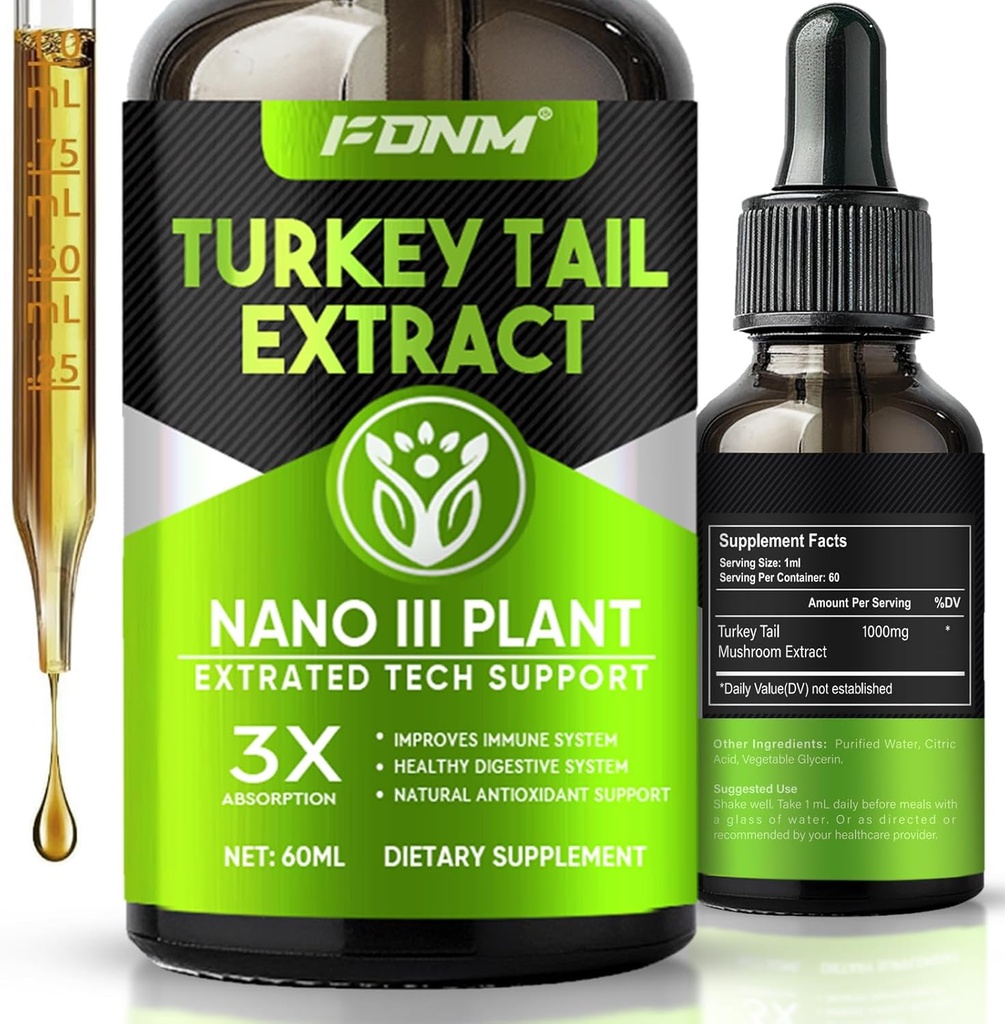 Puran rep goba ekstrakt – 2 Fl Oz goba Turčija rep dopolnilo, organski imuno & Prebavna podpora dodatek, hitro absorbira tekoči tinktura