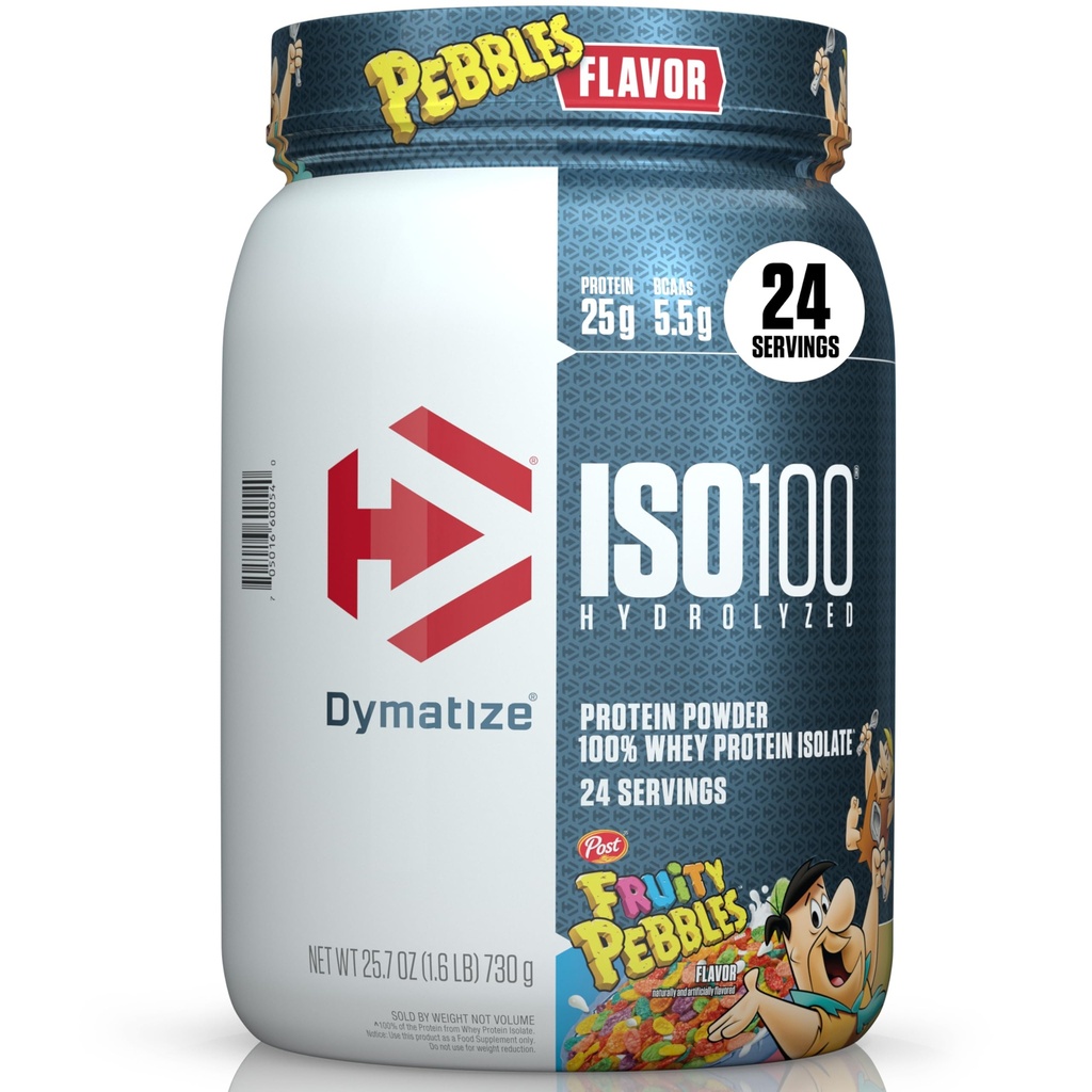 Dymatize x Fruity Pebbles ISO100 Whey Protein Powder Izolat, 25g beljakovin, 20 Serving, 5,5g BCAA, 120 Cal., Gluten Free, 1g maščobe, 1g sladkorja, 2g Carb (24 Serving)