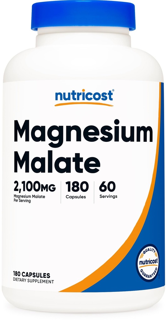 Nutricost Magnezijev malat 2.100 mg, 180 kapsul - vegetarijanske, ne-GMO, brez glutena