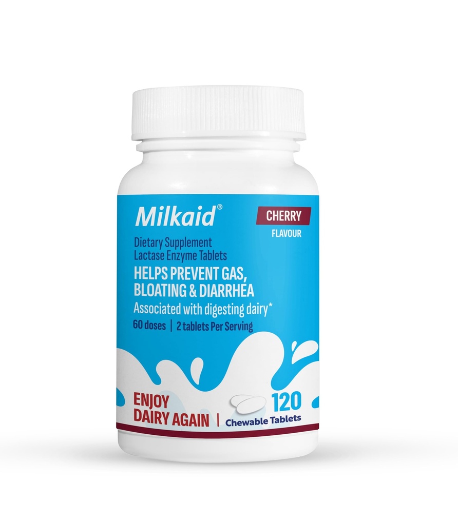 Milkaid Laktaza Enzyme Žvečljive tablete za Laktoza Intolerance Relief 