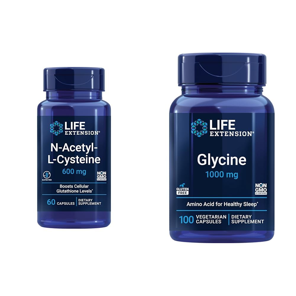 Life Extension N-acetil-L-Cysteine (NAC) in Glycine 1000 mg, spodbuja sproščanje, zdravo spanje, aminokisline, gluten-free, ne-GMO, vegetarijanske, 100 kapsul