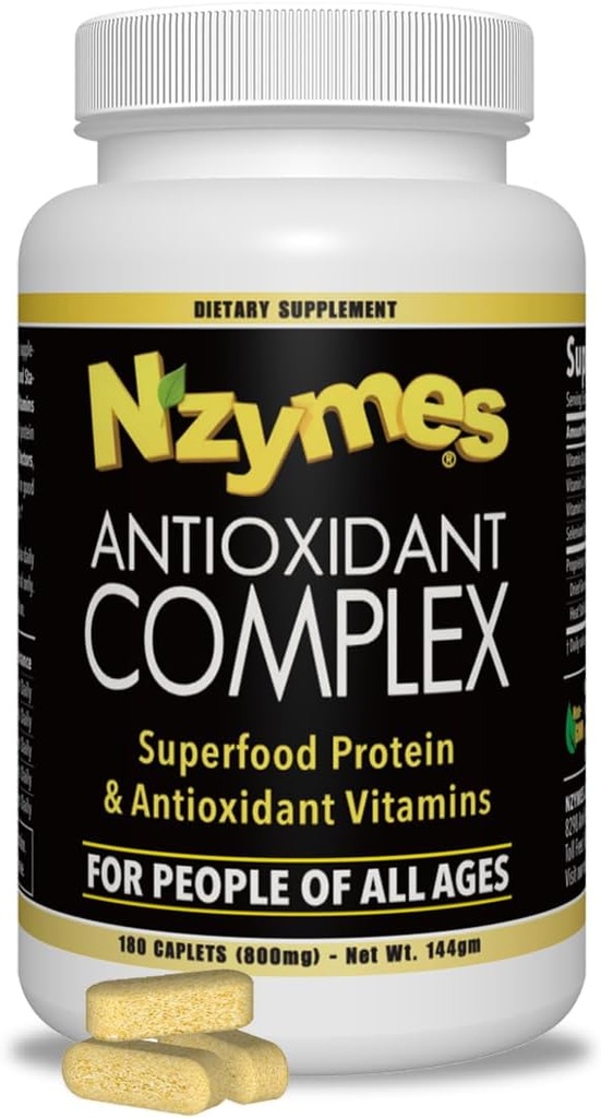 Nzymes® Antioksidant kompleks za ljudi. Zmogljiv antioksidant dodatek, Vitamin C, Vitamin E, Vitamin A, Selen, Žive sprouted encimi. 180 Štetje - Izdelano v ZDA