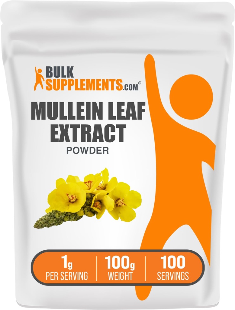 BulkSupplements.com Mullein Leaf Extract - Verbascum Thapsus, Mullein dodatek - Zeliščni dodatek za imuno podporo - Gluten Free, 1g na Serving, 100g (3.5 oz) (Pack of 1)