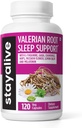 STAY ŽIVE Valerian Root Kapsules, 8-v-1 Extract w/Melatonin, Passion Flower, L-Theanine, Lemon Balm, Hops Cvet, Kamilica & GABA, 120 Valerian tablete, Non-GMO & Gluten-free Naravni spanec dodatek