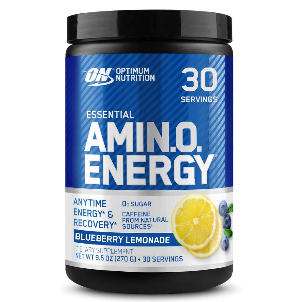 Optimum Nutrition Amino Energy - Pred treningom z zelenim čajem, BCAA, Aminokisline, Keto Prijazno, Green Coffee Extract, Energy Powder - borovničeva limonada, 30 Servisov (Packaging May Vary)