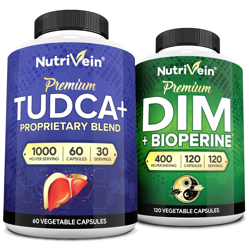 Nutrivein Premium TUDCA in DIM dodatek paket: Visoko-Absorption TUDCA dodatek in DIM za razstrupljanje, ravnotežje, in dobro počutje