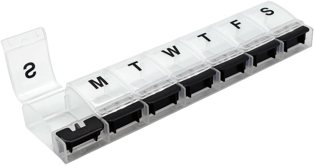 EZY DOSE Weekly (7-dan) AM/PM Daily Pill Organizator, Vitamin Case, in Medicine Container, X-Veliki oddelki, Artritis prijazno, Prijeten in enostaven za uporabo, Jasno/črno, Design May Vary, BPA brezplačno