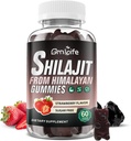 Shilajit Gumies za moške in ženske, 1000MG Shilajit dodatek z 85+ Trace Minerali & Fulvic kislina za energijo, Imuniteta, Sugar-free, Jagoda-60 Število