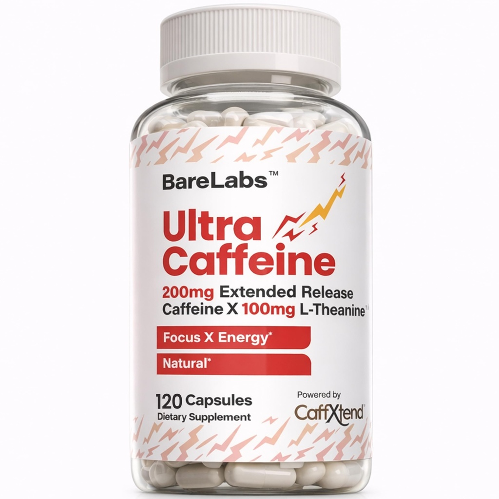 Razširjena release tablete kofeina + kofein L-teanin + Fokus & Energy Supplement + brez Jitters, No Crash + Natural - 120 kapsul