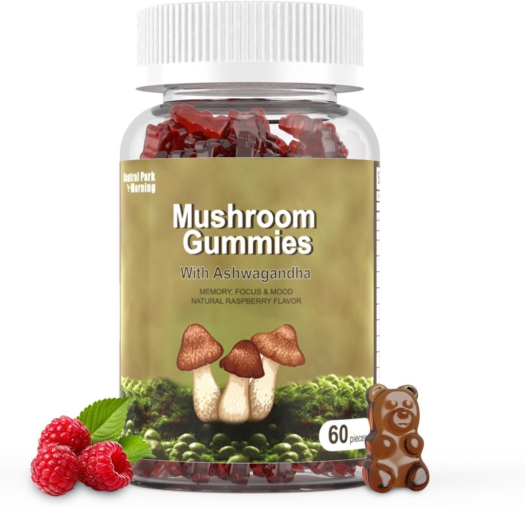 Gobe Gumies 10 Mešanica - Gobe z livami Mane, Chaga, Reishi, Cordyceps 2500mg, Možgani dopolnila za spomin in fokus