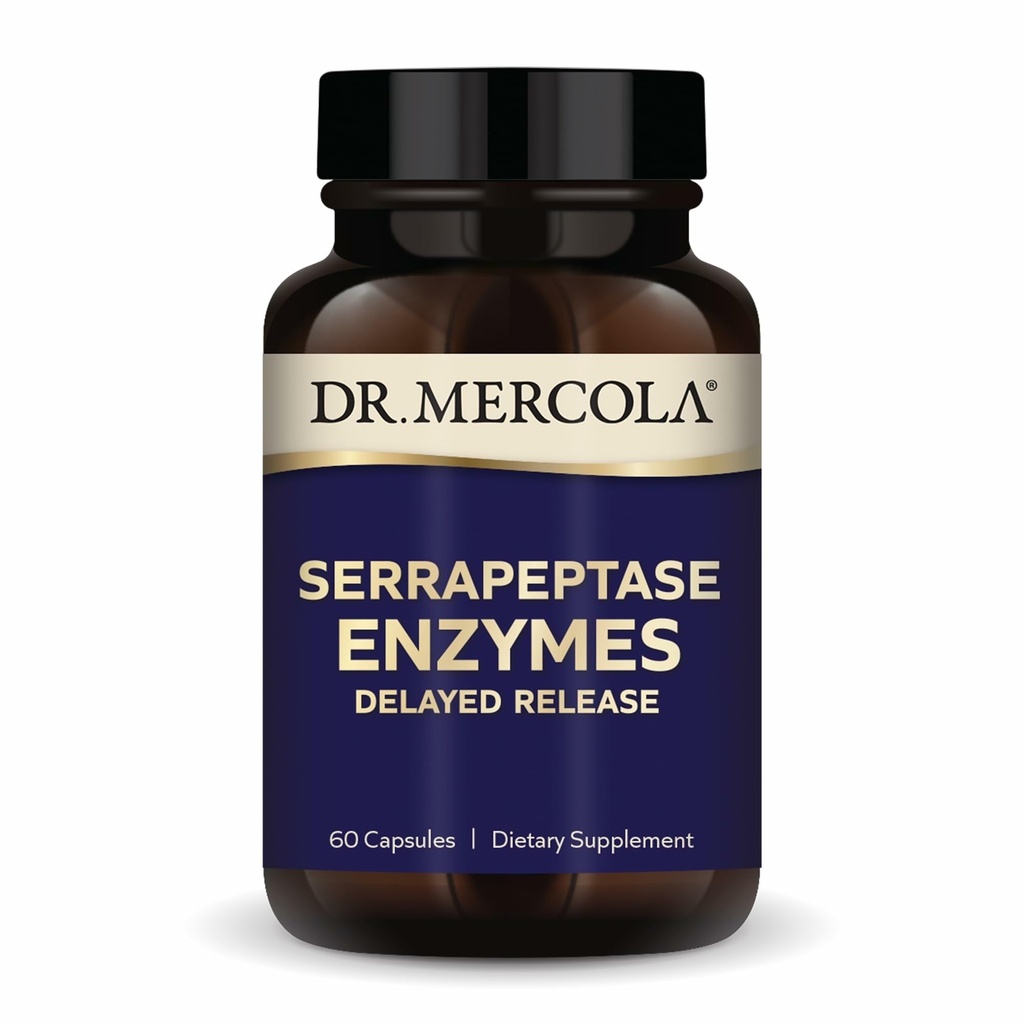 Dr. Mercola Serrapeptaze Enzymes - podpira zdravo celično funkcijo - zapoznelo sproščanje - Ne-GMO, Gluten-free & Soy-free - 60 kapsul