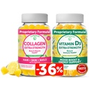 Lunakai Collagen in vitamin D3 Gummies Bundle - Ne-GMO dopolnila proti staranju za moške in ženske - Imuniteta, podpora kosti in razpoloženja Gummy za odrasle - 30 dni