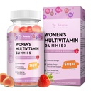 Totaria Sugar Brez sladkorja Multivitaminski žvečilni gumiji za ženske 14+ w/Iron, Inositol, Folat, Biotin, Ženske Daily Multivitaminski Gummy w/Vitamin A, C, B, D3, K2, za lase, kožo, energijo, imuno, jagodni okus